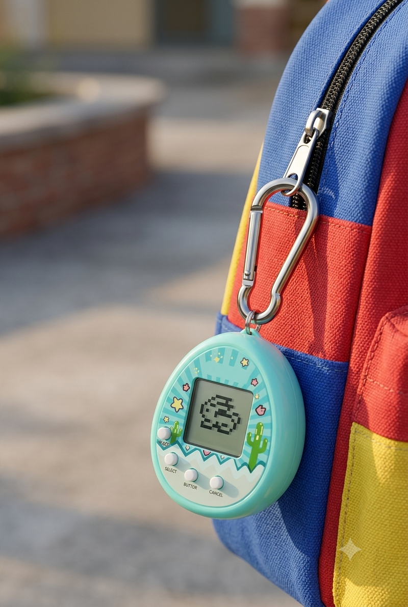 Kloomy clipsé sur un cartable
